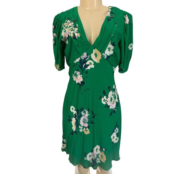 Free People Dress Womens 2 Floral Print Short Sleeve OB998041 Boho Summer Casual - Picture 4 of 11